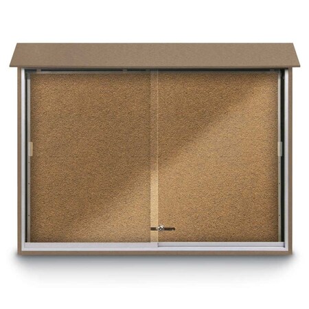 United Visual Products Outdoor Enclosed Combo Board, 72"x36", Satin Frame/Black Porc & Cinnabar UVCB7236OD-BLKPORC-CINNABA